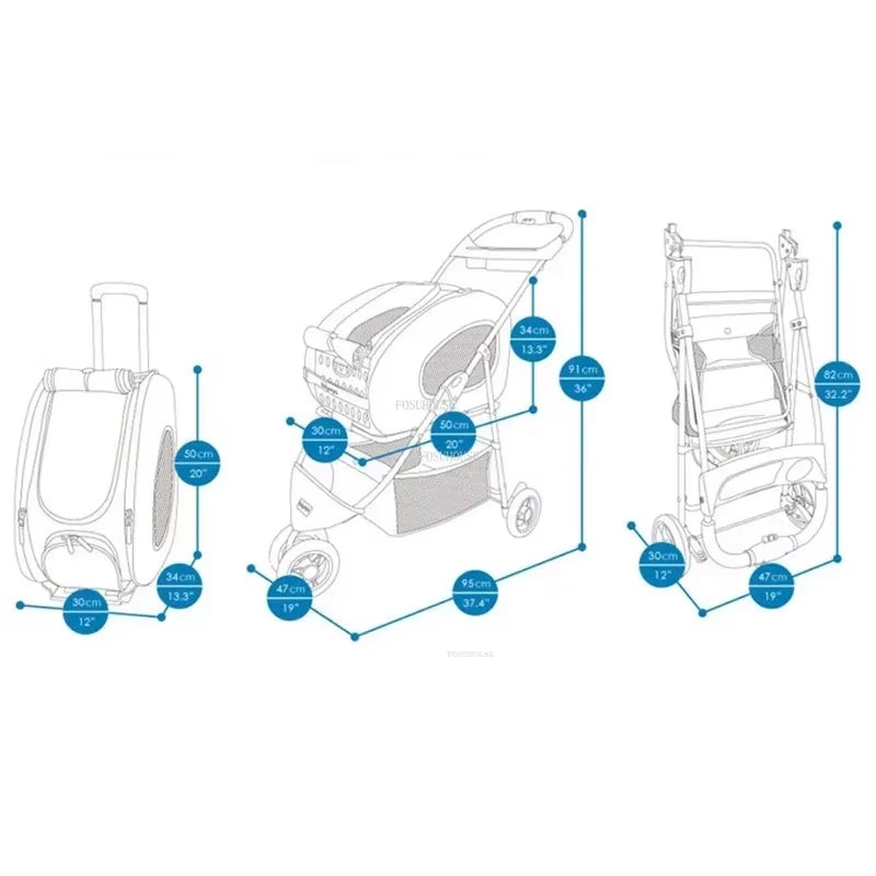 PawPorta 4-in-1 Foldable Pet Stroller – The Stylish Ride for Pets on the Go